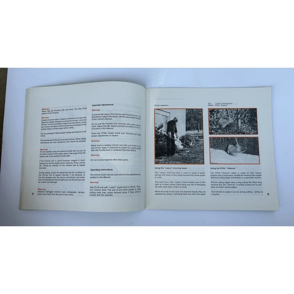 Stihl FS 50 WeedEater WeedWhacker Instruction‎ Owner's Operator Manual